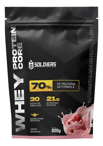 WHEY PROTEIN 70% SOLDIERS NUTRITION – 900G – 2 SABORES