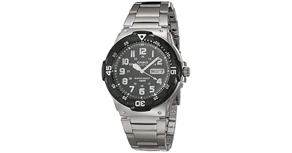 CASIO RELÓGIO DE QUARTZO ESTILO MERGULHADOR COM PULSEIRA DE AÇO INOXIDÁVEL