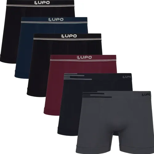 KIT COM 6 CUECAS LUPO BOXER BOX SEM COSTURA BASIC MICROFIBRA