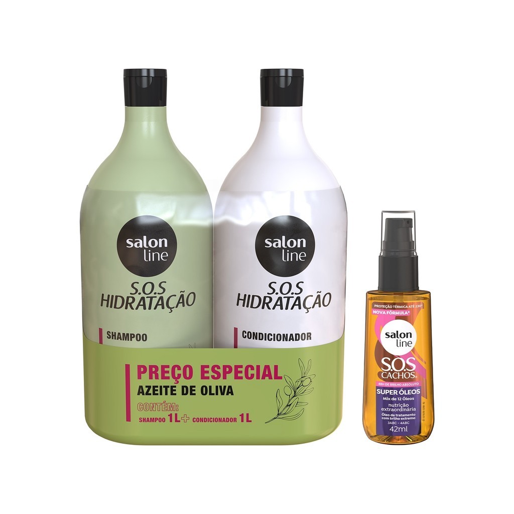 KIT SOS COM SHAMPOO, CONDICIONADOR E SUPER ÓLEOS