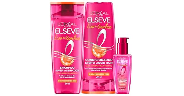 KIT L’ORÉAL PARIS ELSEVE LISO DOS SONHOS – SHAMPOO, CONDICIONADOR E SÉRUM