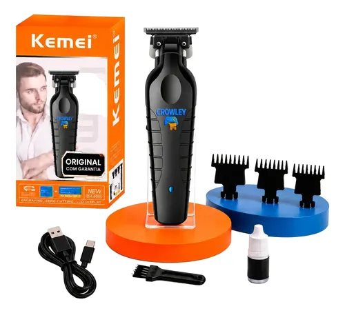 KIT KEMEI — MÁQUINA DE CORTE + ACABAMENTO — BIVOLT