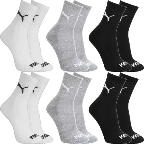 KIT COM 6 PARES DE MEIAS PUMA CANO MÉDIO/ALTO ATOALHADAS