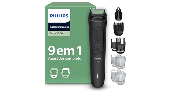 APARADOR E BARBEADOR ELÉTRICO PHILIPS SÉRIE 3000 ALL-IN-ONE – 9 EM 1