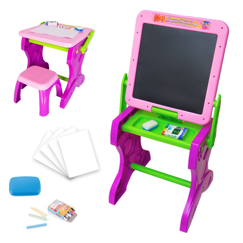 MESINHA LOUSA DE DESENHO INFANTIL 2 EM 1 COM BANQUINHO