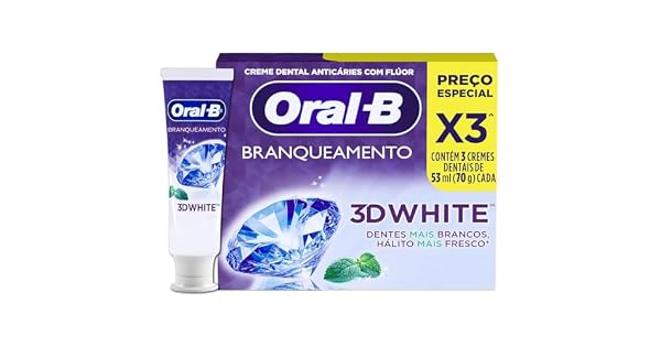 KIT COM 3 PASTAS DE DENTE ORAL-B 3D WHITE — 70G CADA