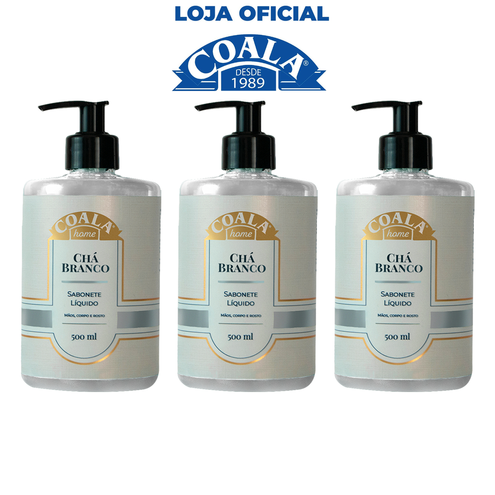KIT 3 UNIDADES SABONETE LÍQUIDO CHÁ BRANCO 500 ML