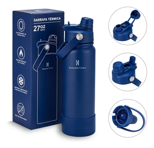 GARRAFA TÉRMICA ROMANTIC CROWN – 800 ML, INOX COM ALÇA