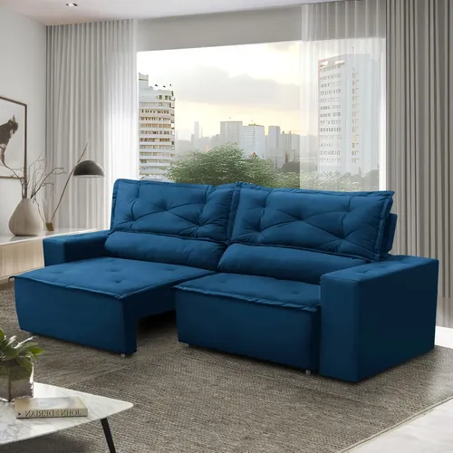 SOFÁ LIVIA SUEDE COM MOLAS – MODELO RETRÁTIL E RECLINÁVEL