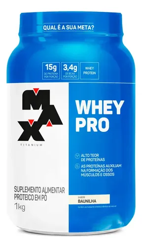 PROTEÍNA MAX TITANIUM WHEY PRO CONCENTRADO EM PÓ SABOR BAUNILHA X 1KG