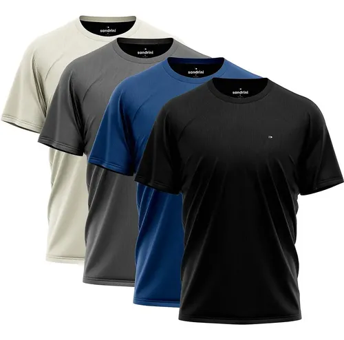 KIT 4 CAMISETA DRY-FIT SANDRINI MASCULINA ACADEMIA CAMINHADA